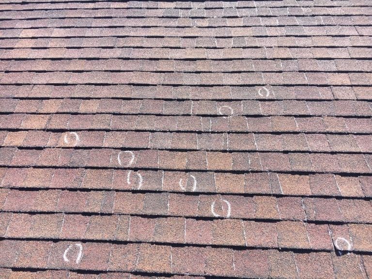 hail damage spotted on roof
