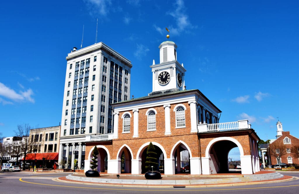 shot of the market house in downtown Fayetteville NC